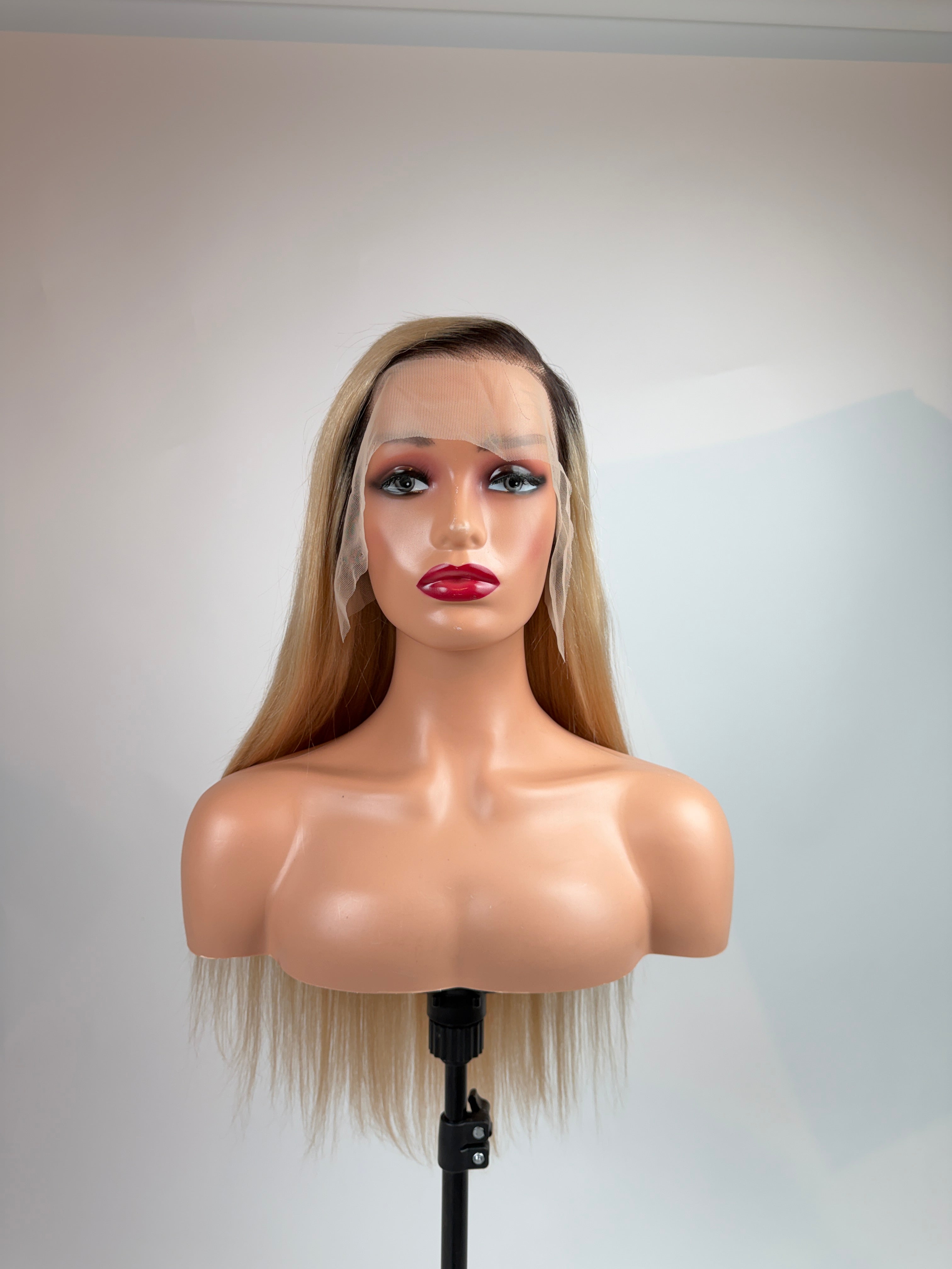 13x6 Dark Root Honey Blonde Ombre Frontal Wig