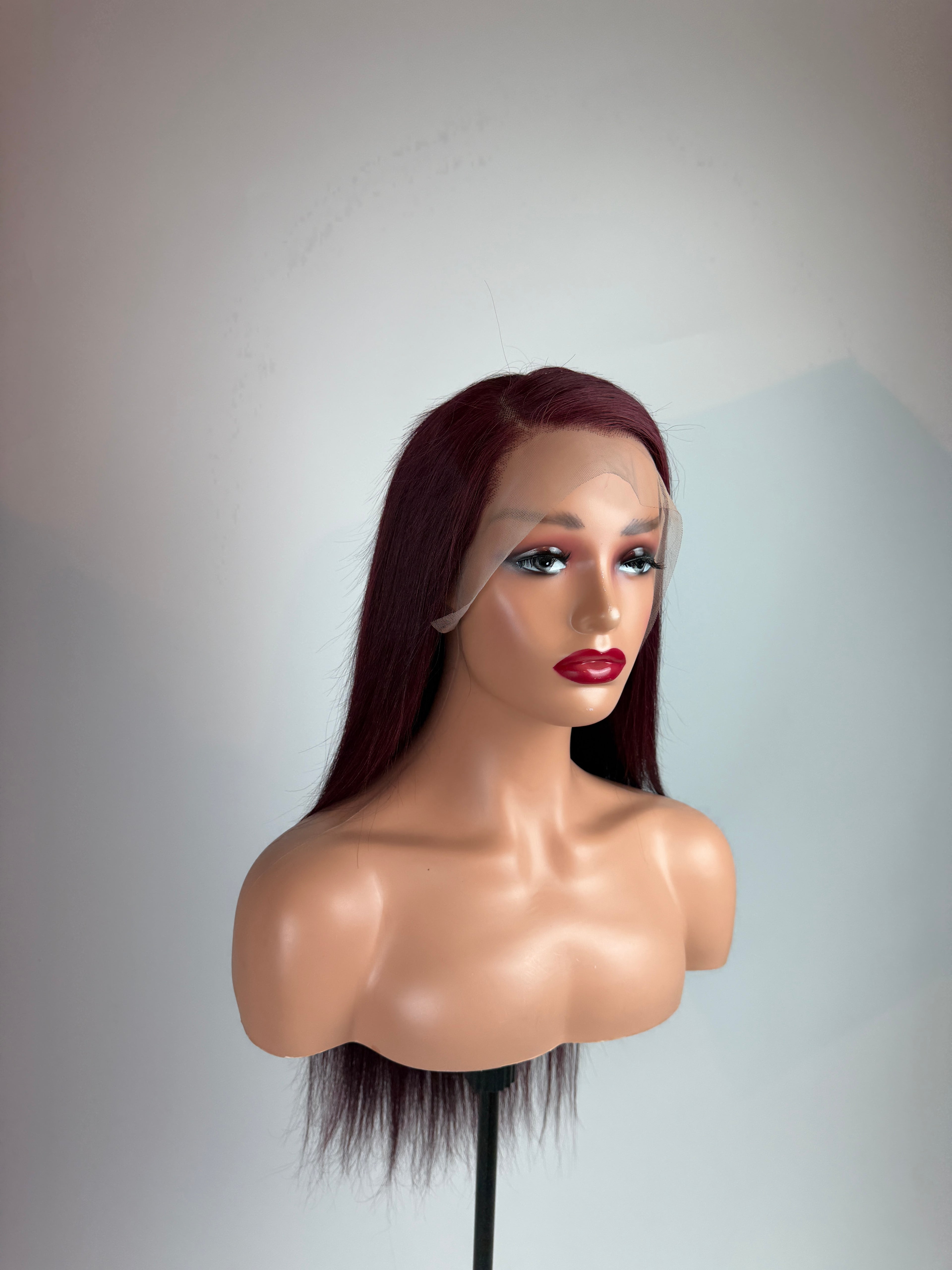 13x4  Burgundy Transparent Lace Frontal Wig