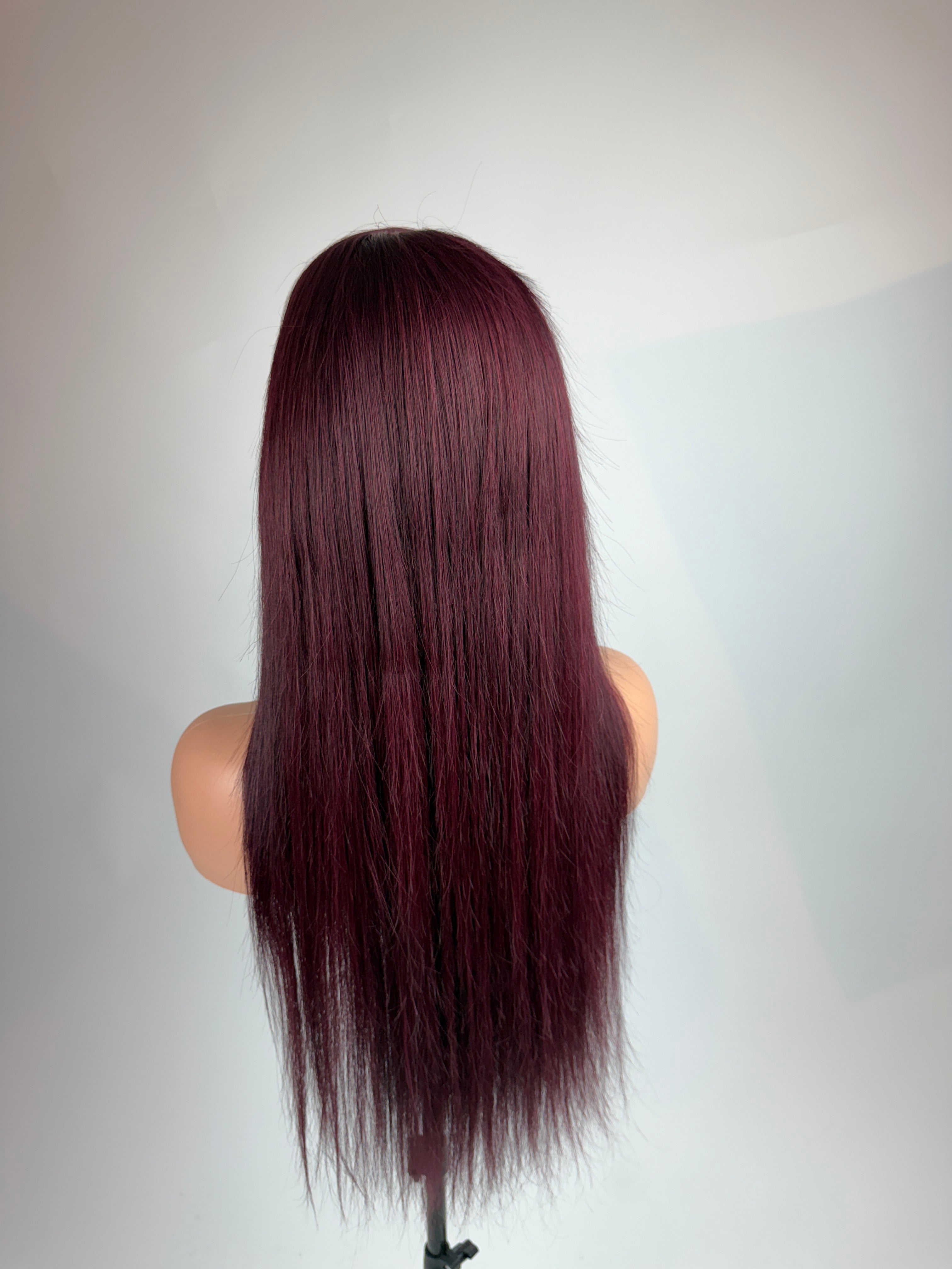 13x4  Burgundy Transparent Lace Frontal Wig