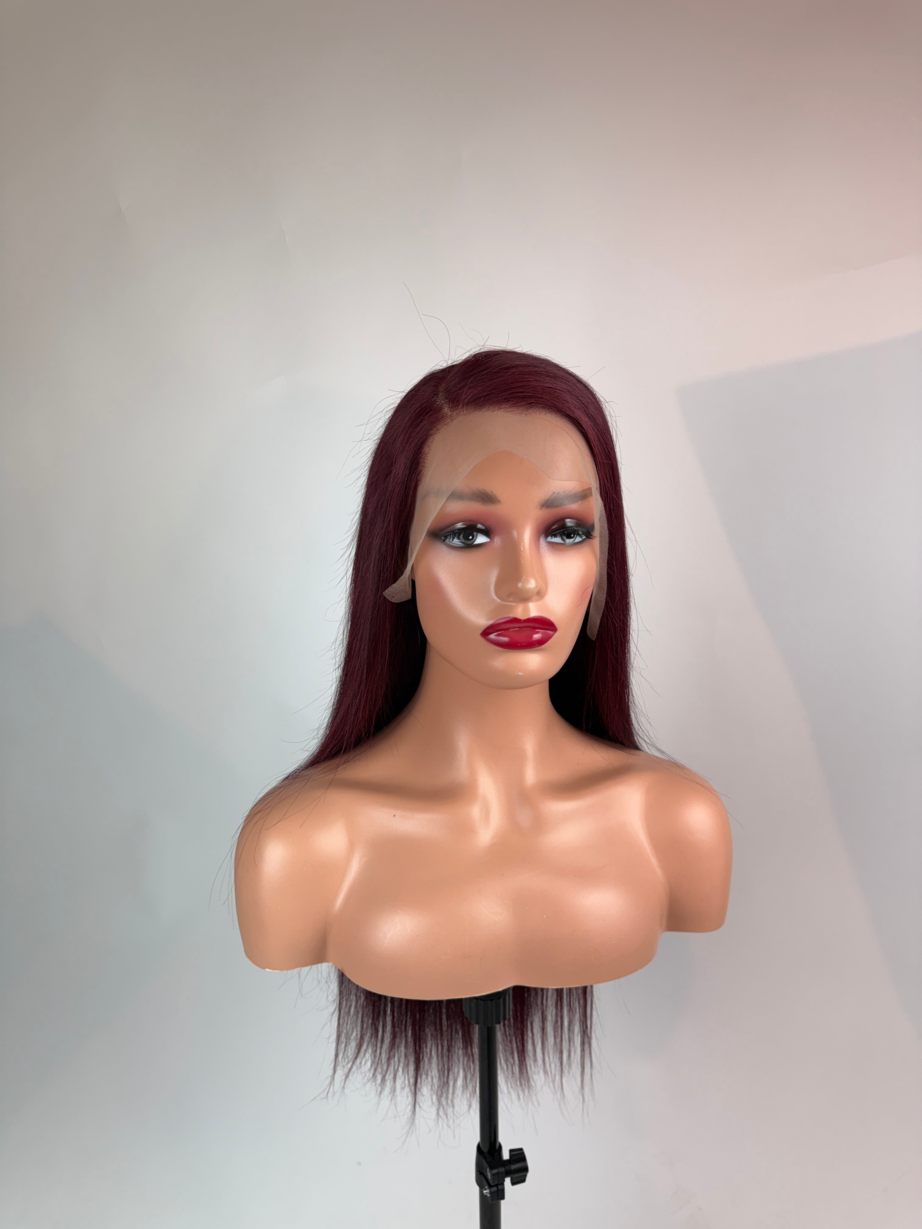 13x4  Burgundy Transparent Lace Frontal Wig