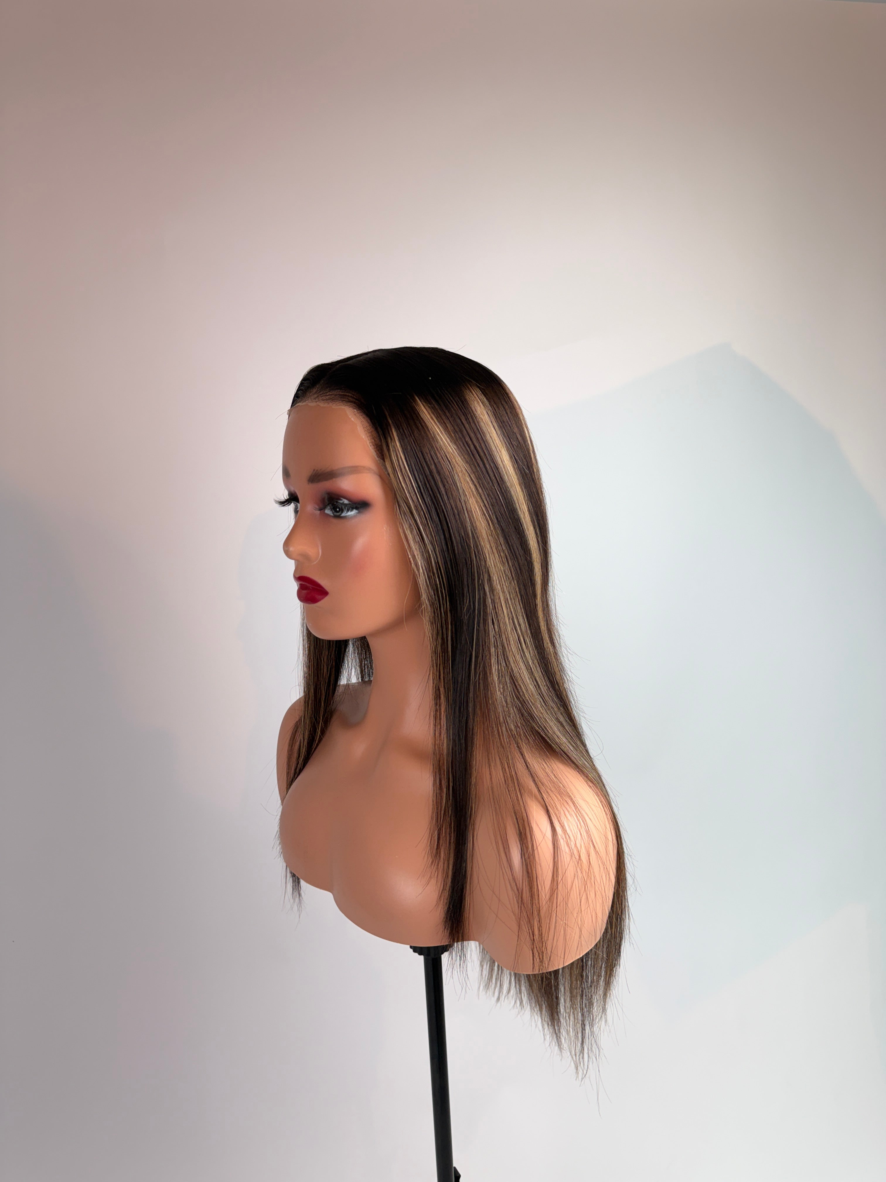 9x6 Dark Brown Blonde Highlight Glueless Lace Wig